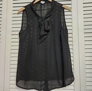 A New Day • Sheer Black and Metallic Gold Blouse